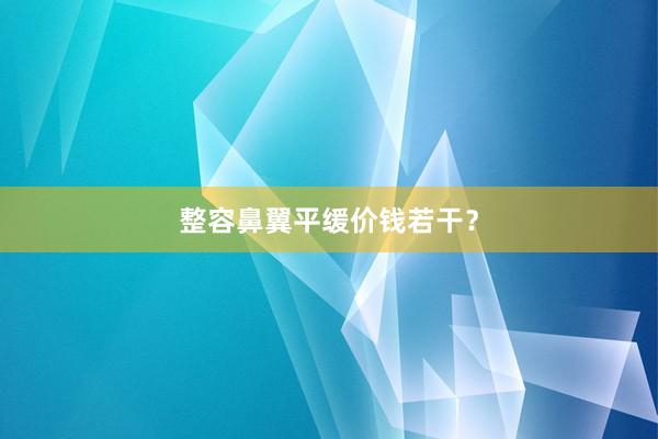整容鼻翼平缓价钱若干？